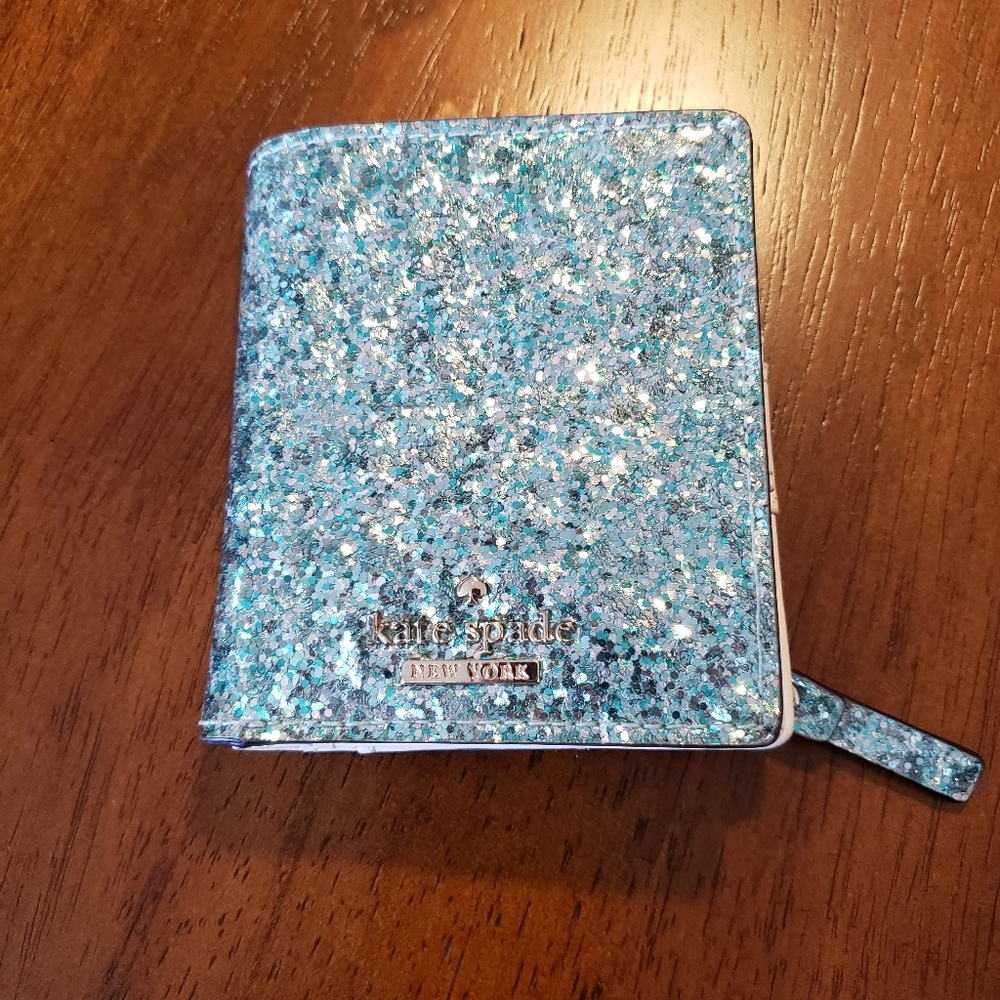 Kate Spade blue glitter bug small stacy wallet